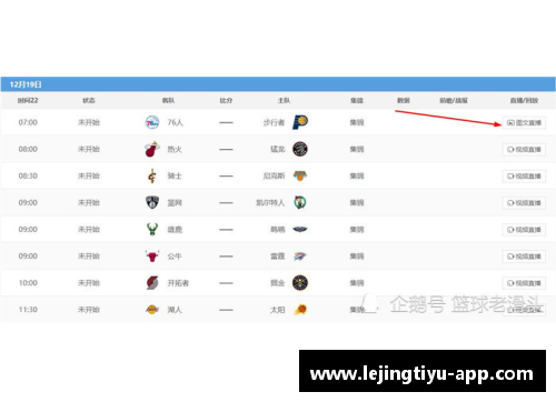 今日NBA赛程及直播情况一览